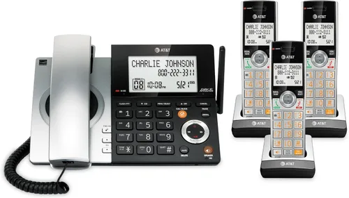 Vista 28 de AT&T CL84107 DECT 6.0 Teléfono expandible con cable/inalámbrico con bloqueador de llamadas inteligente, negro/plata con 1 auricular