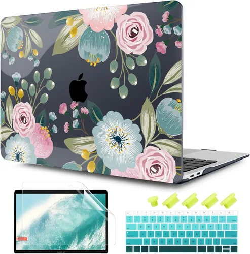 Vista 25 de TWOLSKOO Funda para MacBook Air de 13,3 pulgadas (versión antigua 2018-2021, modelos: M1 A2337, A2179, A1932) - Carcasa rígida con protector de Flor