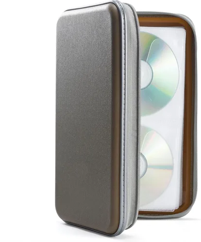 Vista 10 de UENTIP Funda para CD, capacidad para 96 CD, de plástico duro, cartera protectora para CD/DVD, para coche, hogar, viajes (96, negro) CD DVD
