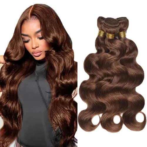 Vista 110 de Color 30 paquetes de cabello humano marrón onda del cuerpo paquetes 8 10 12 pulgadas brasileño virgen Remy extensiones de cabello humano doble trama