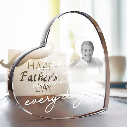 Vista 3 de Foto de cristal 3D – Corazón grabado con imagen, regalos personalizados para el día de la madre con tu propia foto para mamá, papá, hombres