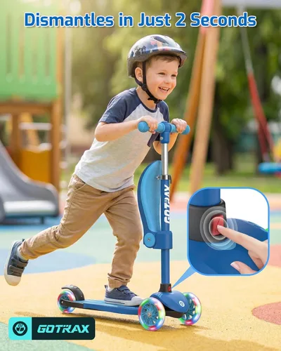 Vista 8 de Gotrax KS3 Kick Scooter with Seat, 3 Wheels for Kids Age 2+, Gifts Azul