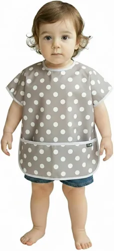 Vista 19 de Plie Short Sleeve Waterproof Bib for Toddlers – Easy Clean Feeding Apron for Mealtime, Daycare, Self-Feeding, Lightweight