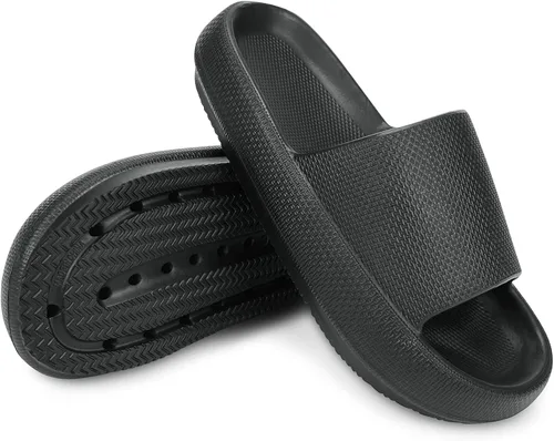 Vista 3 de incarpo Pantuflas de almohada para mujer, suaves, antideslizantes, extremadamente cómodas, suela gruesa ultra acolchada