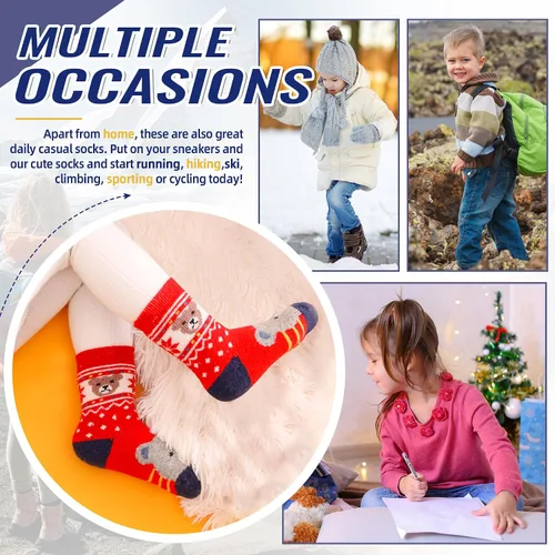 Vista 78 de Eocom 6 pares de calcetines de invierno cálidos de lana para niños y niñas