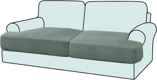 Vista 7 de Funda elástica para sillón con cojín en forma de T, funda de cojín individual para cojín de silla en forma de T, protector de tela jacquard gruesa