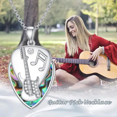 Vista 2 de MEIDERBO Regalos de graduación S925 para música, bailarina, guitarra, enfermera, brújula, voleibol, trébol, plata de ley, joyería con colgante