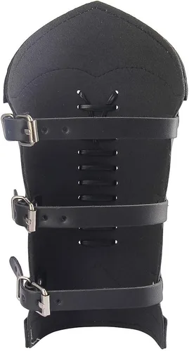 Vista 3 de Jeilwiy Pulsera de guante de cuero, brazaletes medievales, muñequera vikinga, caballero LARP, brazos vikingos, disfraz renacentista