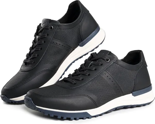 Vista 3 de VELEZ Zapatillas de cuero para hombre - Zapatos de vestir casuales de negocios - Tenis de moda con cordones