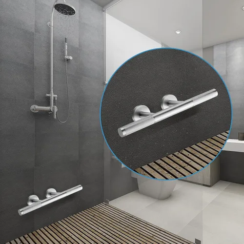 Vista 2 de Reposapiés de ducha, reposapiés de ducha de níquel cepillado para afeitarse las piernas, barra de latón moleteado para baño/spa montaje en pared