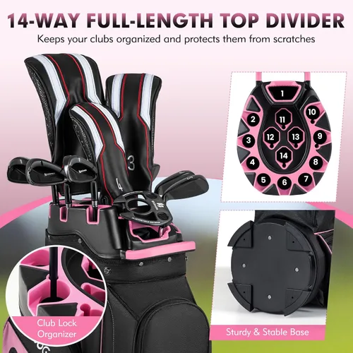 Vista 2 de Tangkula Bolsa de carrito de golf con divisores de longitud completa de 14 vías, 6 bolsas moldeadas con cierre superior de golf con 11 bolsillos