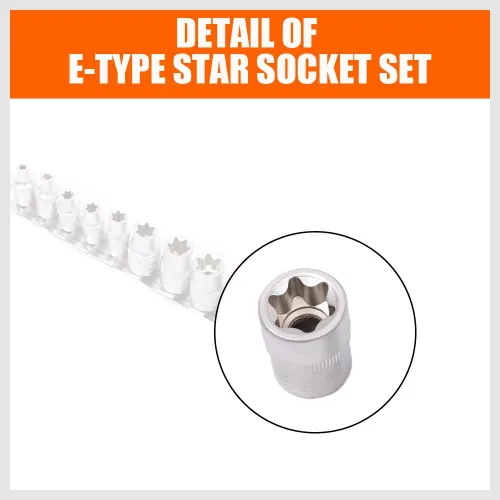 Vista 8 de HORUSDY Juego de zócalo de 11 piezas E Torx hembra externo Star Socket Set E4 - E20 Juego de zócalos de par