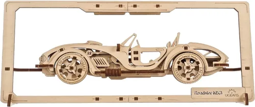 Vista 10 de UGEARS Aviones de combate enmarcados 2.5D – Kit de modelo clásico de madera de avión con Aileron móvil, hélice, rueda y toldo – Kits de modelos
