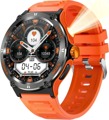 Vista 10 de Yihou Reloj inteligente con brújula y linterna, rastreador de actividad militar para Android iOS