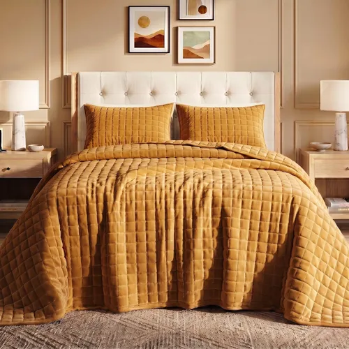 Vista 17 de Tribeca Living FLORENCEQUIKISI - Juego de acolchado Florencia, de terciopelo, sólido, tamaño grande), Negro, gemelo Ultra-Soft 260 GSM Plush