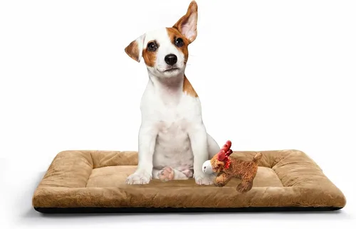 Vista 23 de Alfombrilla de cama para jaula de perro para perros extra pequeños. Cama de jaula de perro ultra suave. Alfombrilla de perrera lavable y Rosa