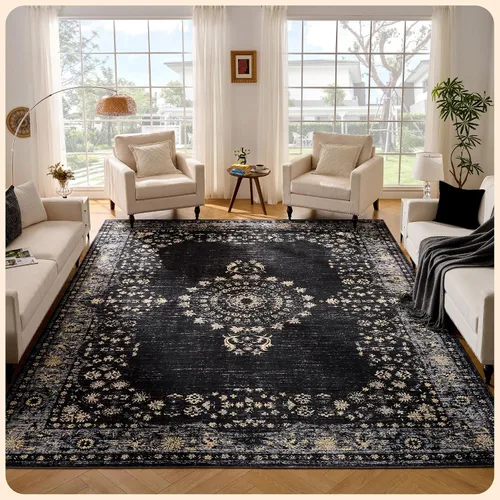Vista 293 de Istana Alfombra larga antideslizante de 2.5 x 8 para el hogar, para pasillo y cocina, lavable, sedosa y suave al tacto, elegante, color azul y marfil