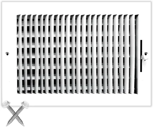 Vista 22 de HVAC Premium Rejilla de Suministro de Aire de 1 Vía de 10'' X 6'' - Tapa de Ventilación y Difusor - Cara Plana Estampada - Blanco