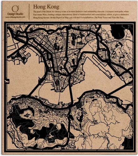 Vista 39 de O3 Design Studio Abu Dhabi - Mapa de corte de papel negro (12 x 12 pulgadas)