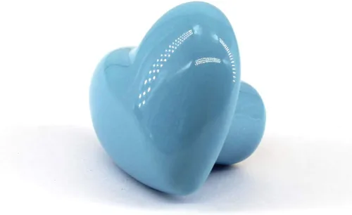 Vista 2 de Flomore Pomo de cerámica azul para cajones de armario para habitación de niños, tirador en forma de corazón para cajones de aparador