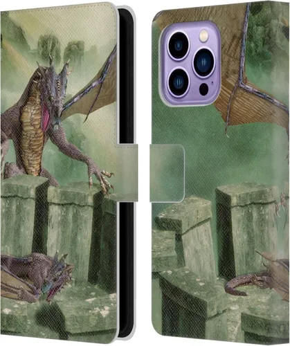 Vista 9 de Head Case Designs Officially Licensed Simone Gatterwe Alien Dungeon Dragons and Dungeons Leather Wallet Case Compatible with Apple iPhone 14 Pro Max