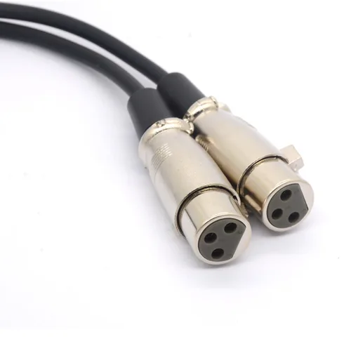 Vista 2 de XLR Cable Y Splitter Adaptador XLR hembra a doble XLR macho Y cables de extensión para audio de micrófono 50CM (1 macho a 2 hembra)