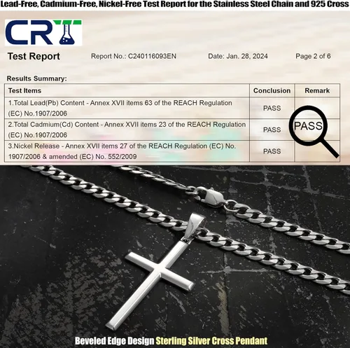 Vista 3 de MILACOLATO 925 Sterling Silver Cross Necklace for Men Women 16-30 Inches