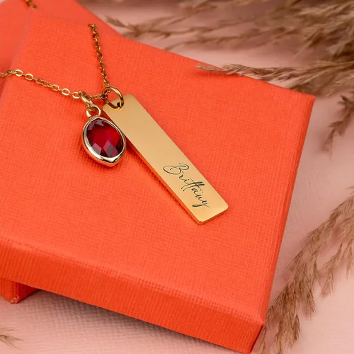 Vista 6 de Collar con nombre personalizado con piedra de nacimiento