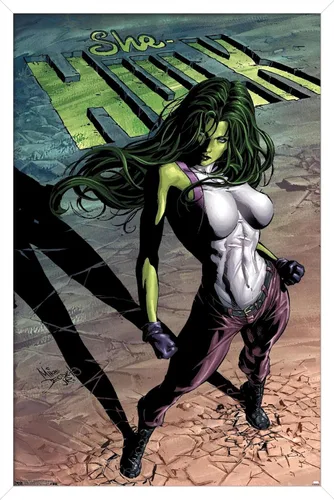 Vista 13 de Trends International Marvel Comics She-Hulk - Póster de pared #29 de She-Hulk, 14.725 x 22.375 pulgadas, versión enmarcada de madera de granero