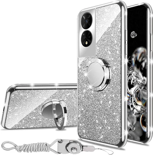 Vista 26 de nancheng Funda de teléfono para TCL A3X (A600DL), funda para Alcatel TCL A3X niñas y mujeres, bonita funda de silicona transparente con purpurina