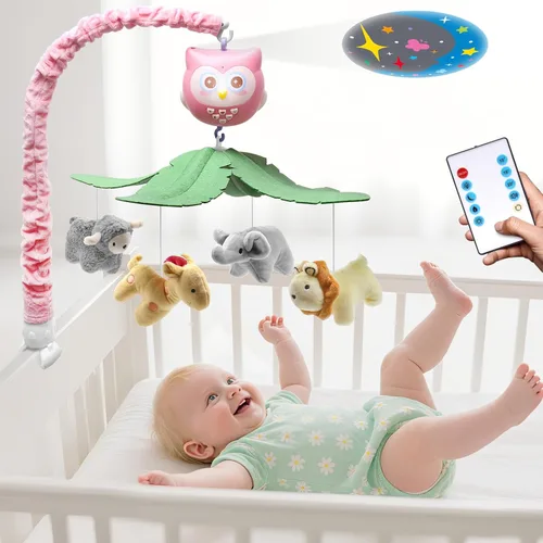 Vista 8 de Cuna móvil para bebé con música y luces para niños, animales móviles musicales para cuna, juguetes para niñas, juguetes colgantes, portátil, safari