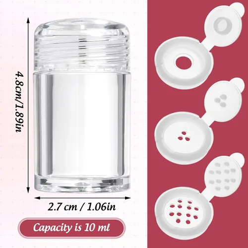 Vista 3 de RAYNAG 6 botellas vacías de polvo suelto para viajes, cosméticos con purpurina en polvo, para sombra de ojos, botella agitadora con tamiz y tapas