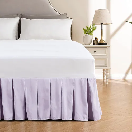 Vista 2 de Home Soft Things Falda de cama clásica de microfibra con volantes, diseño elegante de microfibra sólida envolvente con caída de 14 pulgadas, ropa