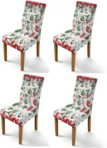 Vista 69 de Rnyleeg Fundas navideñas para sillas de comedor, fundas de asiento de comedor con estampado de campanas brillantes, juego de 1 funda suave y lavable
