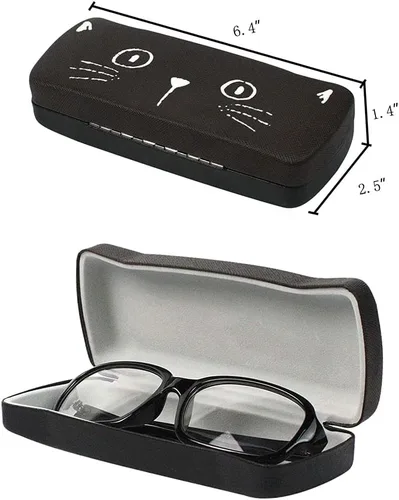 Vista 3 de JAVOedge Paquete de 2 Funda de almacenamiento de lentes con diseño de cara de gato multicolor con tela de microfibra