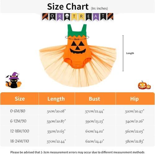 Vista 8 de Patgoal Disfraz de calabaza para bebés y niñas vestido de falda de tul tutú de Halloween para recién nacidos para niñas pequeñas enterizos de sonrisa