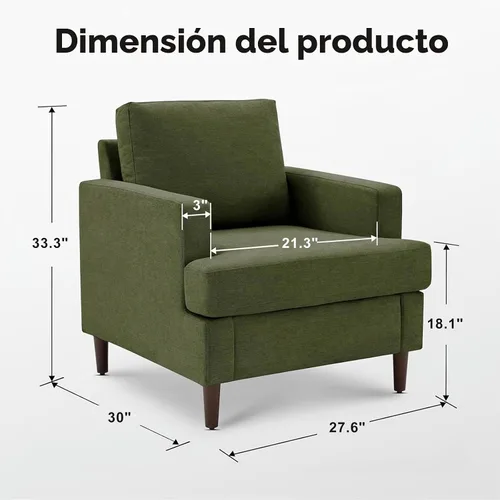 Vista 2 de Weture Silla decorativa Mid-Century, sillón verde, sillas de sala de estar