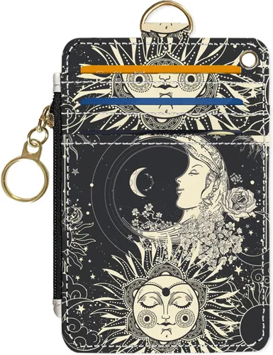 Vista 12 de Portafolios delgado Portafolios para tarjetas de crédito, Portafolios RFID para mujer Linda pequeña cartera de bolsillo frontal con cremallera