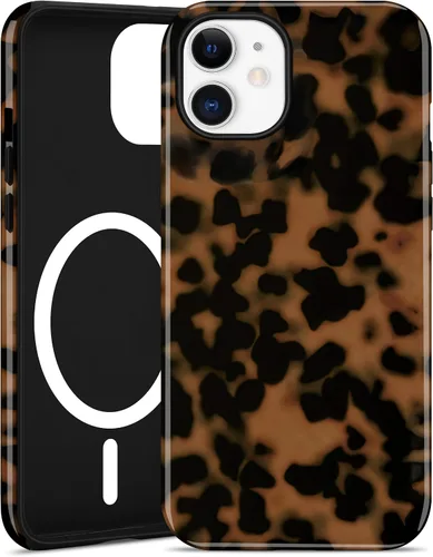 Vista 89 de Jusy Compatible con MagSafe Brown Tortoise Shell Print Phone Case para iPhone 7/8/SE, funda protectora magnética de lujo de TPU suave