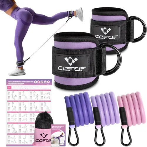 Vista 8 de Ankle Resistance Bands with Cuffs, Leg Exercise Equipment with Poster