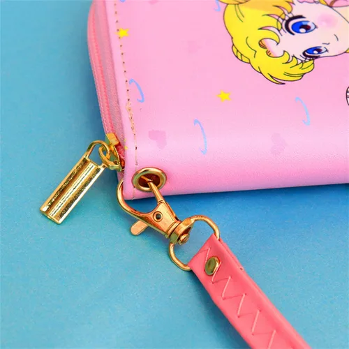 Vista 5 de Cartera de anime lindo monedero niñas cartera dibujos animados luna niñas cartera mujeres cartera cuero cartera, foodgirls wallet