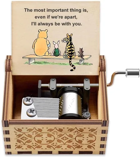 Vista 11 de Muzero - Caja de música de cumpleaños, regalo para mujeres, hermanas, hija, hijo, amigos, cumpleaños Caja de música de manivela de madera, regalos