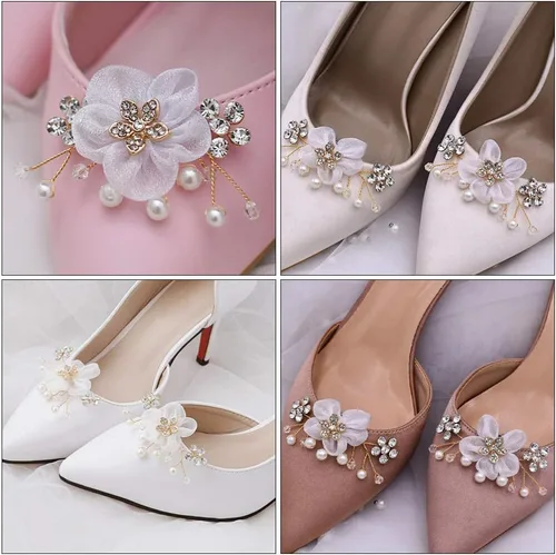 Vista 8 de Holibanna 1 par de hebilla de zapato decorativo flor zapatos accesorios para zapatos nupcial floral clip zapatos decoraciones elegantes zapatos