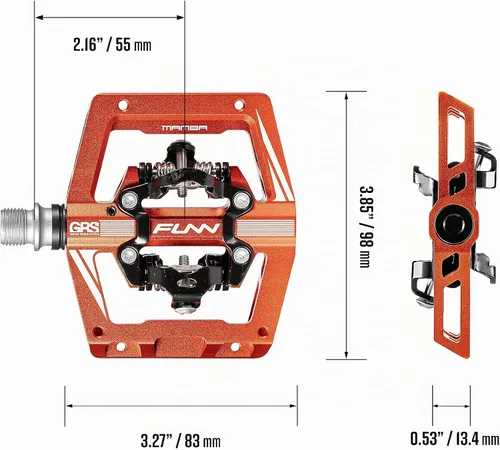Vista 3 de Funn Mamba S MTB - Pedales sin clip de doble cara, pedales de bicicleta de montaña de plataforma compacta, compatibles con tacos SPD, pedales