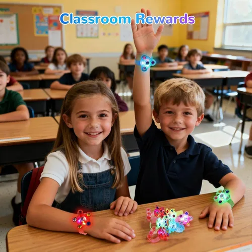 Vista 5 de Maegawa Paquete de 25 Pulseras Fidget Spinner con Luz LED, Recuerdos de Fiesta para Niños de 4-8 y 8-12, Suministros de Fiesta que Brillan
