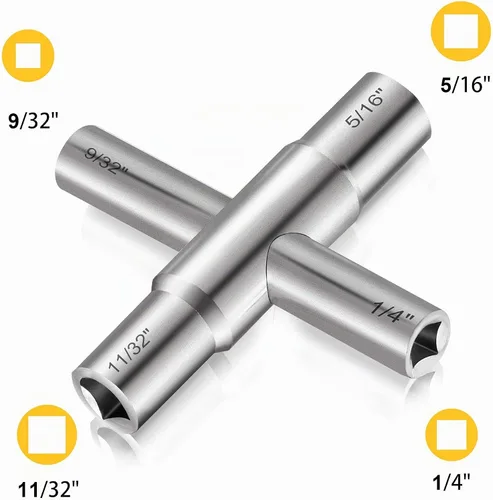 Vista 2 de Hanpex Llave de llave Sillcock de 4 vías, 1/4 pulgadas, 9/32 pulgadas, 5/16 pulgadas, 11/32 pulgadas, se adapta a la mayoría de Sillcock, llave