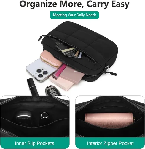 Vista 5 de JEEHAN - Bolsos bandolera acolchados para mujer, bolsos de hombro de diseño, monedero pequeño