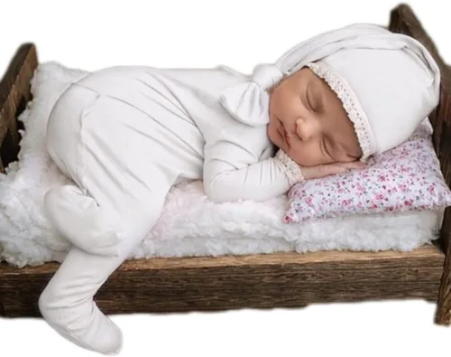 Vista 11 de Moda recién nacido niños niñas bebé sesión de fotos accesorios trajes ganchillo ropa sombrero de cola larga pantalones accesorios de fotografía