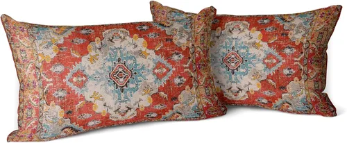 Vista 10 de Snycler Fundas de Almohada Decorativas Bohemias 16x16 pulgadas Juego de 2 Patrón de Alfombra Bohemia de Doble Cara Algodón Suave Funda de Cojín