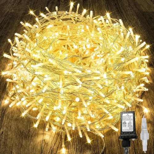 Vista 20 de Guirnalda de luces de Navidad de 66 pies y 200 luces LED para exteriores e interiores, luces decorativas extensibles e impermeables con cable